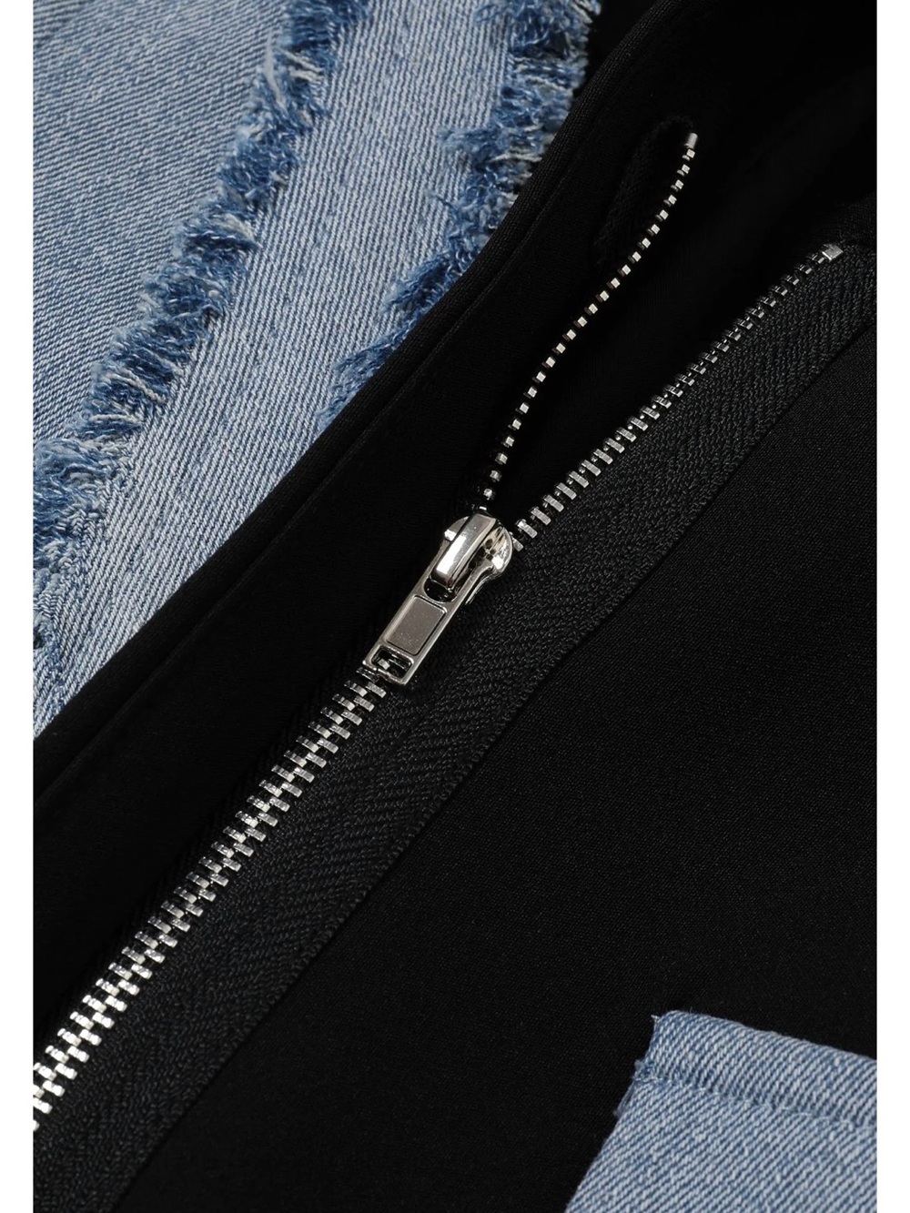 Black Blazer with Light Blue Frayed Trim - Picture 6 of 6